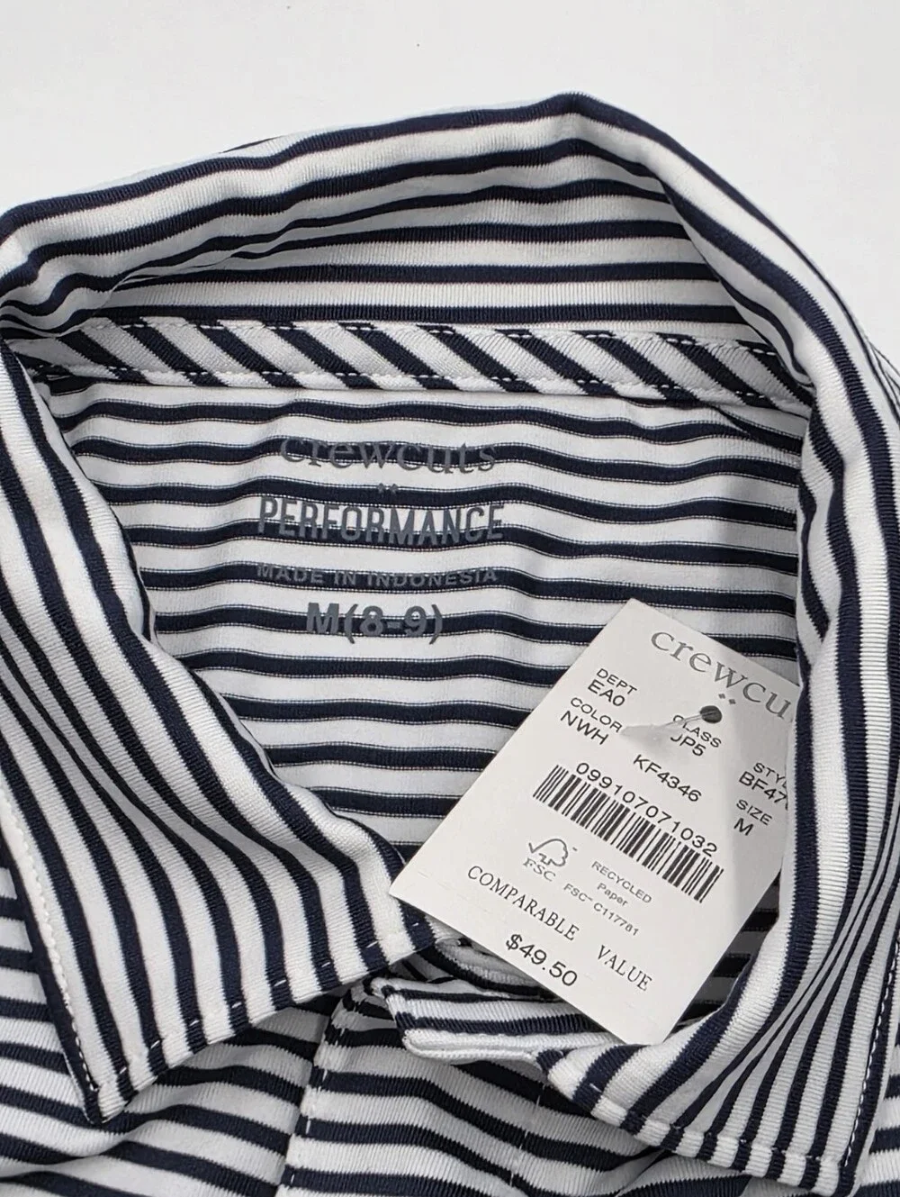 NEW Crewcuts boys' striped performance polo size M